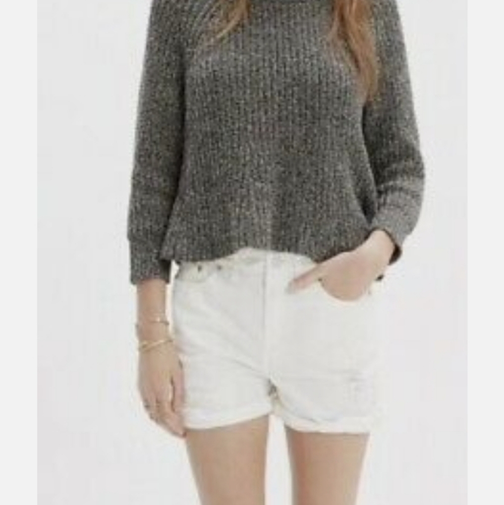 Madewell White Denim Boyshorts Patch And Repair Edition.